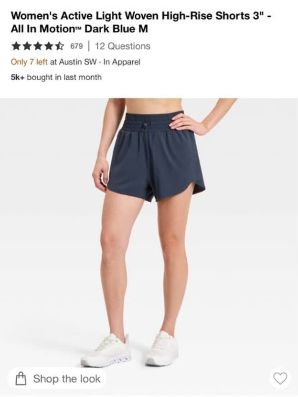 All In Motion Women's Active Light Woven High-Rise Shorts 3", 5 pairs size large - Picture 4 of 5